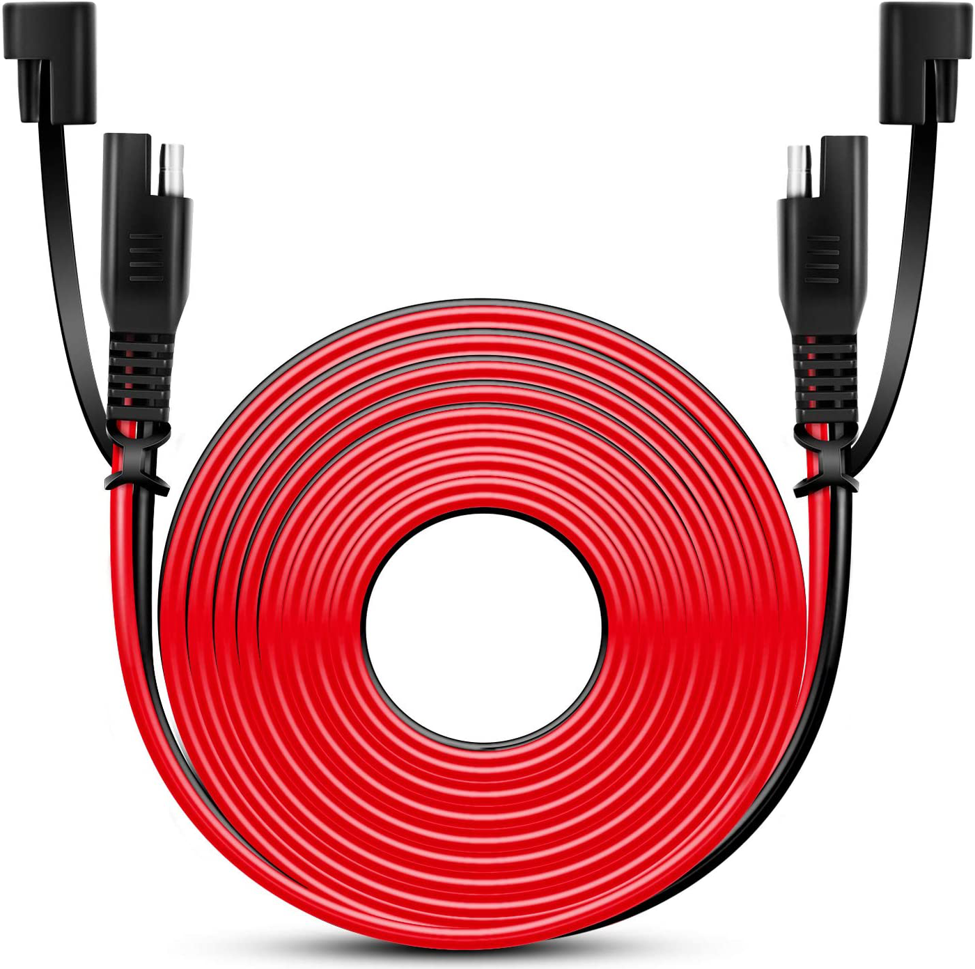 Nilight 50037R 12FT Cable DC Extension Cord 16AWG 2 Pin Wire Harness with 12V-24V Quick Connect/Disconnect SAE Connector with Dust Cap, 2 Years Warranty