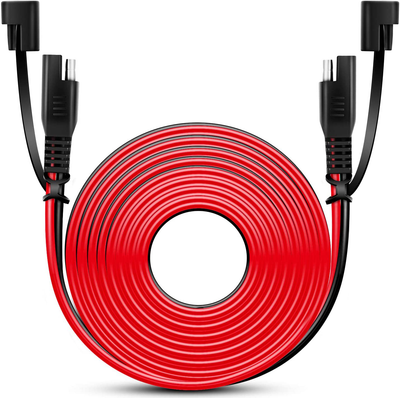 Nilight 50037R 12FT Cable DC Extension Cord 16AWG 2 Pin Wire Harness with 12V-24V Quick Connect/Disconnect SAE Connector with Dust Cap, 2 Years Warranty