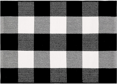 SHACOS Black White Buffalo Plaid Rug 4x6 ft Front Door Rug Entry Rug Large Cotton Area Rug for Kitchen Living Room Bedroom Doorway (4'x6', Black White)