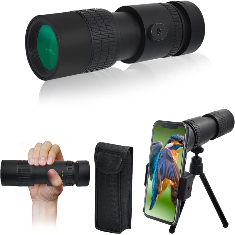 HD Telescope with Night Vision, Monocular with Tripod, Mobile Phone Holder, Waterproof Handheld Telescope