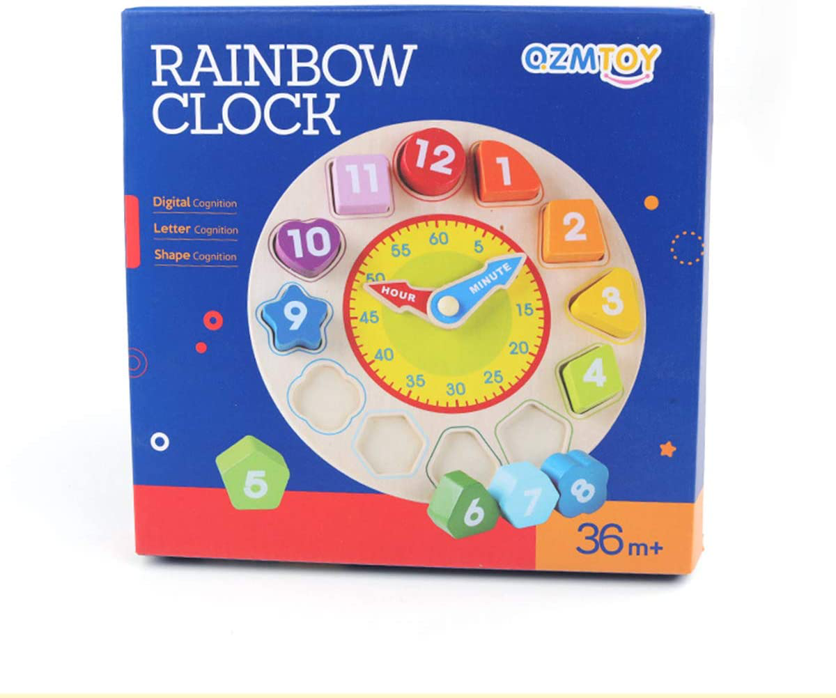 N2 Time Clock Toy for Kids Wooden Time Learning Shape Sorting Color Game Montessori Early Education Math Set Kid Jigsaw Play Tool Preschool Toddler Puzzle Toy Gift for Boys Girls Birthday Age 3 4 5 6
