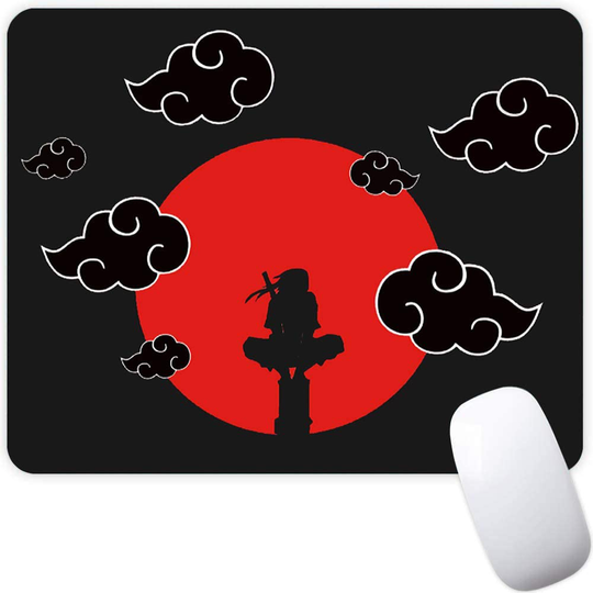 Mouse Pad,Red Moon Cloud Samurai Pattern Seamless Waterproof Gaming Anime Gift Mouse Pad Desk Accessories Non-Slip Rubber Mousepad for Laptop and Computer