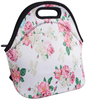 Lunch Tote, OFEILY Lunch boxes Lunch bags with Fine Neoprene Material Waterproof Picnic Lunch Bag Mom Bag (Pink flowers)