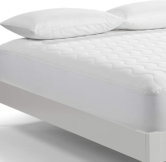 Serta Perfect Sleeper Basic Comfort Mattress Pad, Air Dry Moisture Wicking, Microfiber Fill, Scotchgard Stain Release, Antimicrobial Odor Protection, Cooling, Queen, White