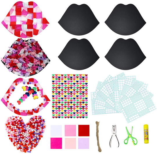 Exquiss Valentine Tissue Paper Suncatchers Craft Valentine’s Day Suncatchers Lips Suncatchers Craft for Kids Craft DIY Crafts