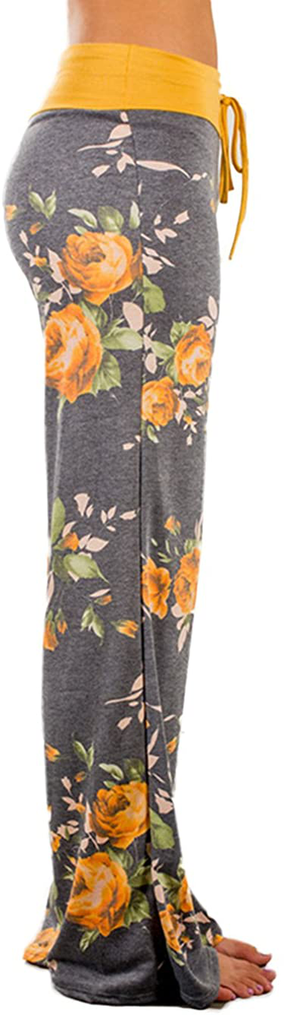 Women's Comfy Stretch Drawstring Palazzo Wide Leg Lounge Pants