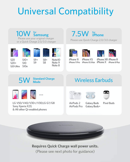 Wireless Charger Qi-Certified 10W Max 