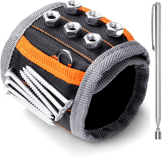 Magnetic Wristband, for Dad, with Strong Magnets for Holding Screws, Nails, Drilling Bits, Tool Gift for Men