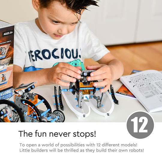 CIRO 12-in-1 Solar Robot Toys, STEM Education Activities Kits for Kids 8-12, 190 Pieces Building Sets