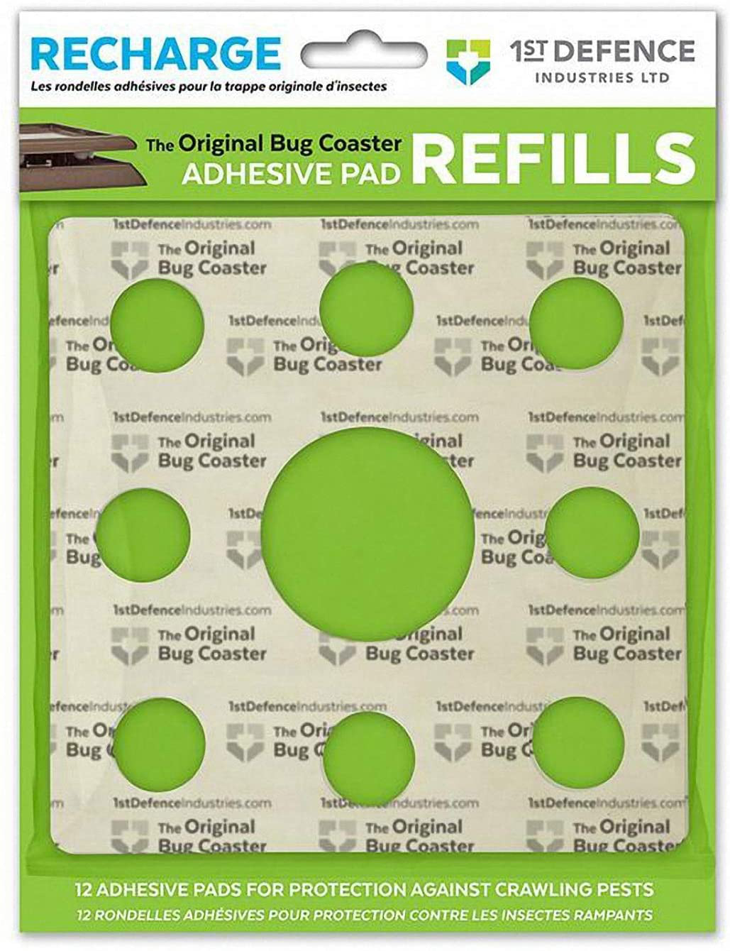 1st Defense Industries 6 inch Square Refill Sticky Pads - Interceptor Trap and Detection Kits - Protects Against Bed Bugs, Ticks, Ants, Cockroaches, Spiders and Scorpions | 12 Pack