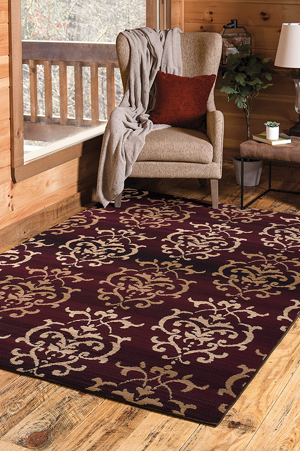 United Weavers of America Dallas Countess Rug - 1ft. 11in. x 3ft. 3in., Burgundy Red, Area Rug with Abstract Pattern, Jute Backing