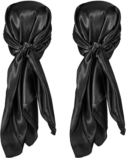 2 Pieces 35 Inch Silk Head Scarf Sleeping Hair Wrapping Night Satin Scarf