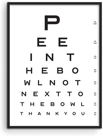 Funny Bathroom Signs for Home Decor - by Haus and Hues | Funny Bathroom Decor Funny Bathroom Wall Art | Bathroom Art Funny Bathroom Decor | Funny Bathroom Art | 12" x 16" UNFRAMED (Eye Exam)