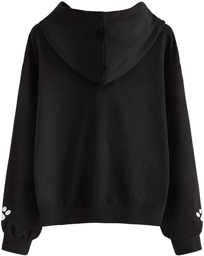 SweatyRocks Women's Hoodie Letter Print Long Sleeve Hooded Sweatshirt Pullover Top