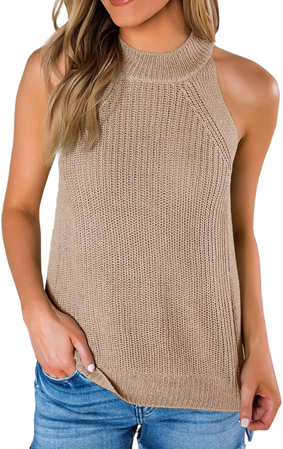 SySea Womens Summer Loose Knit Shirts Sleeveless Halter Neck Sweater Tank Tops