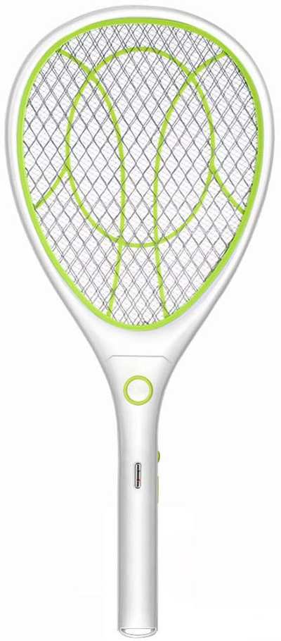 Night Cat Bug Zapper Racket with Attractive Purple Lamp Light and Foldable Handle Electric Fly Swatter Racquet Electronic Mosquito Killer with USB Rechargable 4000V