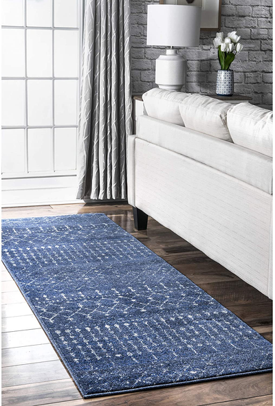 nuLOOM Moroccan Blythe Runner Rug, 2' 6" x 6', Dark Blue