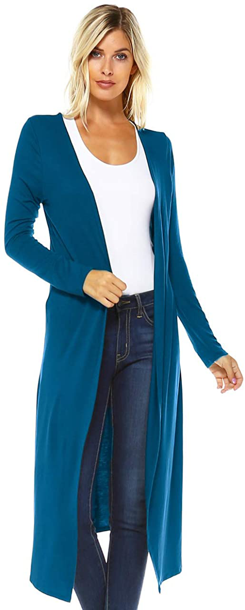 Issac Liev Isaac Liev Trendy Extra Long Duster Soft Lightweight Cardigan - Made in The USA