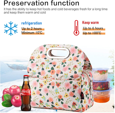 Movcompra Insulated Lunch Bags for Women, Waterproof Small Lunch Bag,Portable Soft Thermal Lunch Box for Daily Work(NAVY FLOWER)