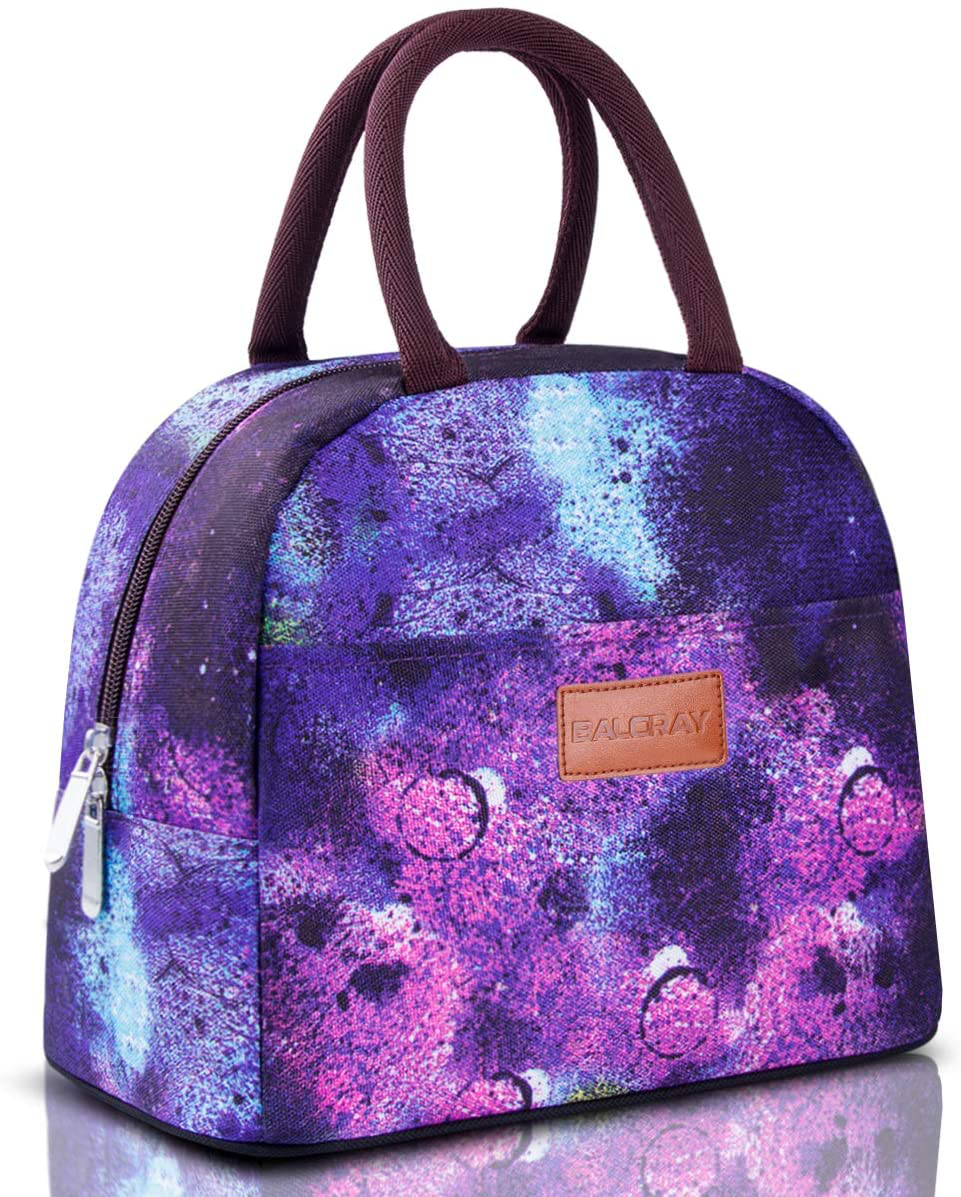 BALORAY Lunch Bag Tote Bag Lunch Bag for Women Lunch Box Insulated Lunch Container (Purple Starry)