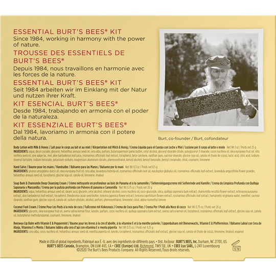 Burt's Bees Gift Set, 5 Essential Products, Deep Cleansing Cream, Hand Salve, Body Lotion, Foot Cream & Lip Balm, Travel Size