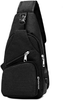 HOSTIC Mens Sling Bag Chest Shoulder Crossbody Bag with USB Charging Port for Men
