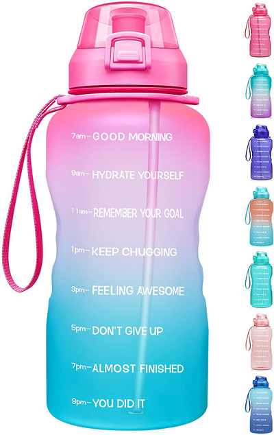 Fidus Large 1 Gallon/128oz Motivational Water Bottle with Time Marker & Straw,Leakproof Tritan BPA Free Water Jug,Ensure You Drink Enough Water Daily for Fitness,Gym and Outdoor Sports