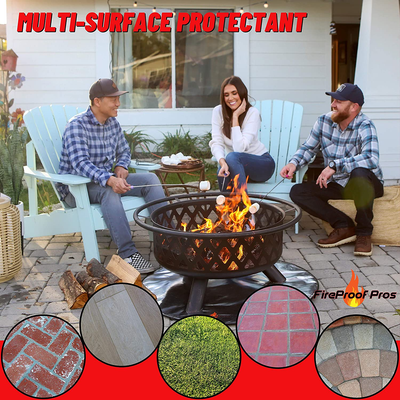 FireProof Pros 40" Round Fire Pit Mat for Deck, Patio, Grass and Concrete. Heat Resistant Fireproof Mat / Ember Mat. 3 Layer Fire Pit Pad, Thick Firepit Protector, BBQ Mat for Under Large Fire Pit.