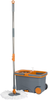 Casabella Microfiber Spin Mop and Bucket System with Replacement Head Refill, Graphite/Orange