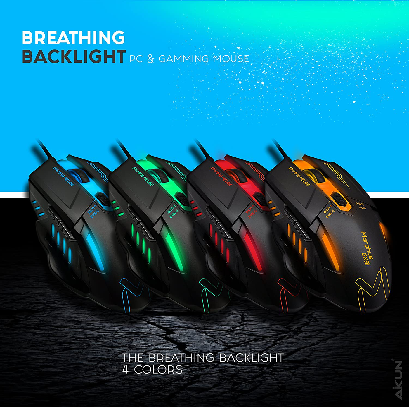 Gaming Mouse Wired, 4 Adjustable DPI Levels, 7 Circular & Breathing LED Light Wired Mouse Used for Games and Office Laptop, PC, Mac