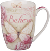 Believe Butterfly Mug – Botanic Pink Butterfly Coffee Mug w/Mark 9:23, Bible Verse Mug for Women and Men – Inspirational Coffee Cup and Christian Gifts (12-ounce Ceramic Cup)