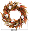 Foeyyir Autumn Wreath, 18 Inch, Maple Leaf Wreath for Front Door with Artificial Ginkgo Leaves, Halloween Decor, Harvest Fall Thanksgivings