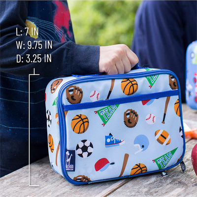 Wildkin Kids Insulated Lunch Box Bag for Boys and Girls, Perfect Size for Packing Hot or Cold Snacks for School and Travel, Mom's Choice Award Winner, BPA-free, Olive Kids (Game On)