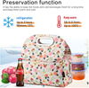 MOV COMPRA Reusable Insulated Small Lunch Bags for Women Printed Cooler Tote Box with Back Pocket Zipper Closure for Woman Work Picnic or Travel (GREEN)