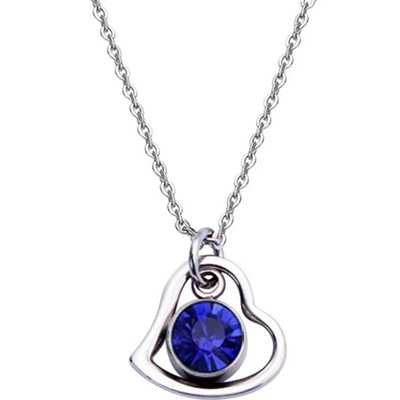 Women's Stainless Steel Birthstone Heart Necklace 
