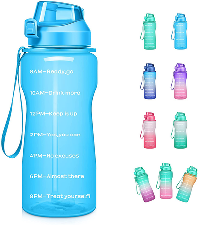 4AMinLA Motivational Water Bottle 64/100oz Half Gallon Jug with Straw and Time Marker Large Capacity Leakproof BPA Free Fitness Sports Water Bottle
