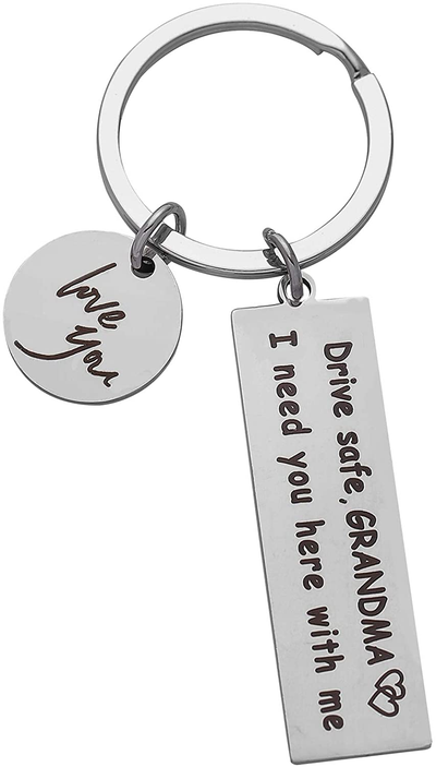 Drive Safe Keychain I Love You Mom Daddy Grandma Grandpa I Need You Here With Me Gift Keychain for Driver