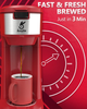 Single Serve Coffee Maker, Coffee Maker for K-Cup Pod & Ground Coffee, 2 IN 1 Strength-Controlled and Self Cleaning Function, KINGTOO Coffee Machine with 6 to 14 oz Brew Sizes (Red)