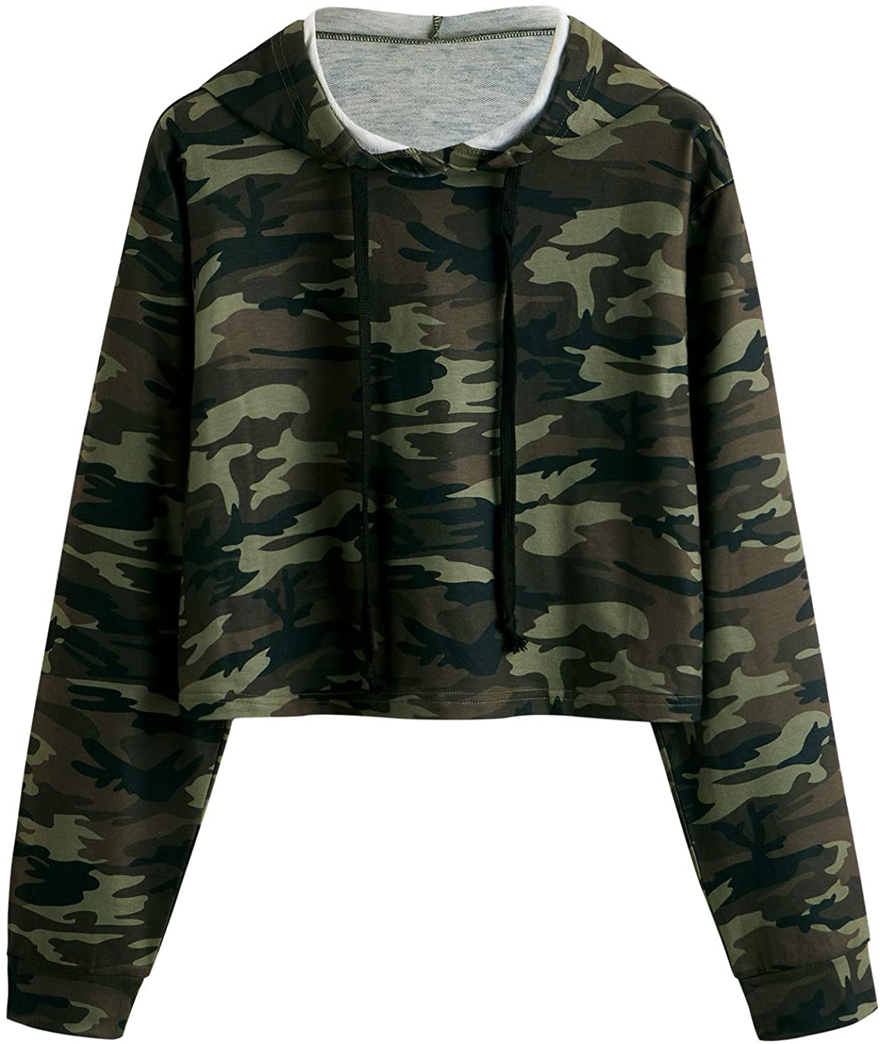 MakeMeChic Women's Camo Printed Long Sleeve Sweatshirt Crop Top Hoodies