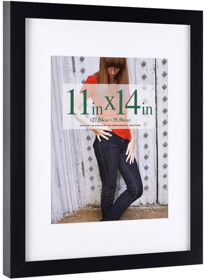 RPJC 11x11 inch Picture Frame Made of Solid Wood and High Definition Glass Display Pictures 8x8 with Mat or 11x11 Without Mat for Wall Mounting Photo Frame White