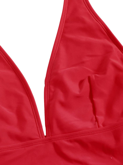 SheIn Women's Sexy Deep V Low Back Swimwear High Waisted Plunging One Piece Swimsuit