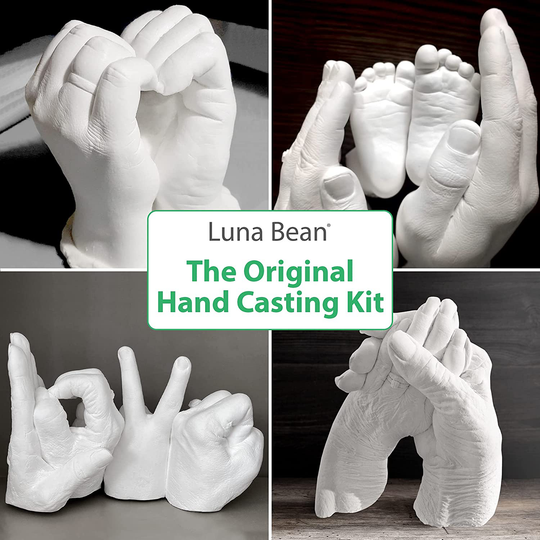 Luna Bean Keepsake Hands Casting Kit | DIY Plaster Statue Molding Kit | Hand Holding Craft for Couples, Adult & Child, Wedding, Friends, Anniversary