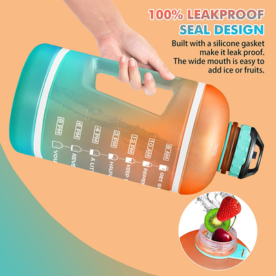 ZOMAKE Gallon Water Bottle with Straw & Time Marker - Half Gallon Motivational Water Jug BPA Free Leakproof Large Water Bottle Ensure You Drink Enough Water Daily Green/Purple