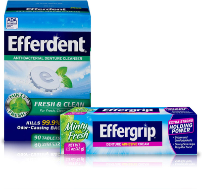 Efferdent Anti-Bacterial Denture Cleanser Tablets, Mint, 90 Count