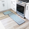 Maples Rugs Pelham Vintage Non Skid 2pc Kitchen Rugs Set [Made in USA] Washable Floor Mat for Under Sink, Entryway, and Laundry, 2pc Set, Blue/Grey