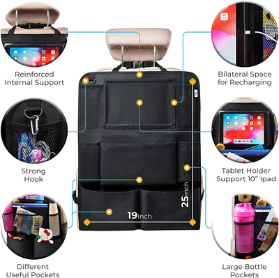 Pack of 2 Backseat Car Organizer, Kick Mats Back Seat Protector with Touch Screen Tablet Holder