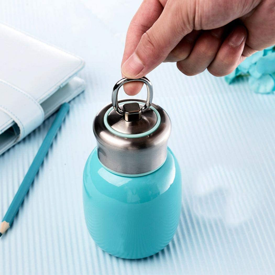 Mini 7 oz Stainless Steel Water Bottle, Small Vacuum Insulated Water Bottle Leak Proof Sport Tumbler Cup Hot and Cold Water Bottle for Women Girls Kids Gift Milk Tea Lunch (Skyblue)