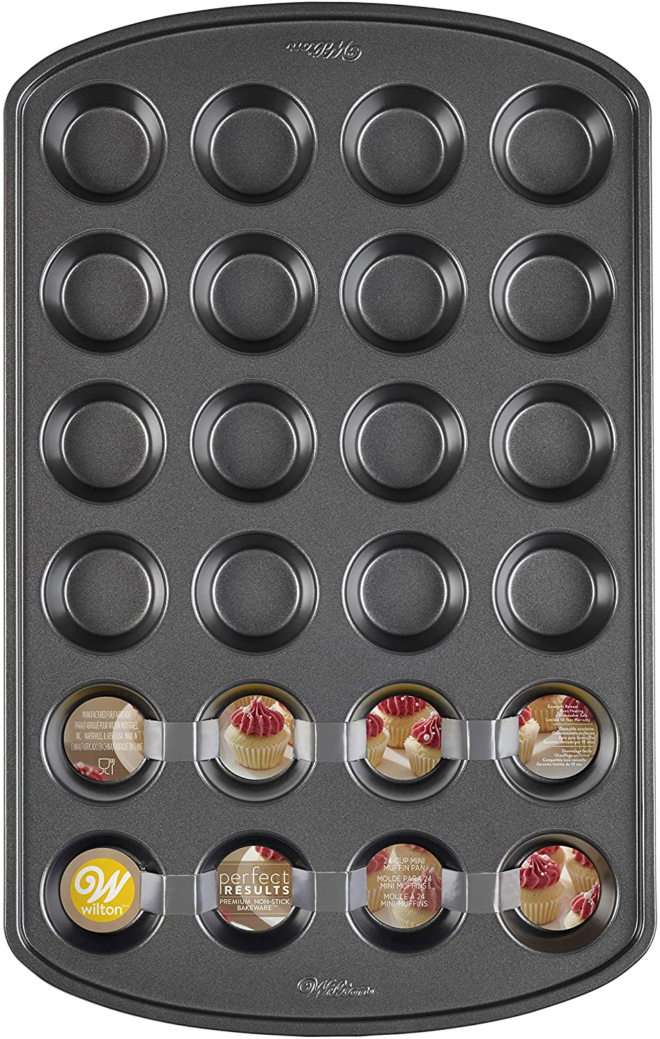 Wilton Perfect Results Premium Non-Stick Mini Muffin Pan & Mini Cupcake Pan, 24-Cavity, Steel