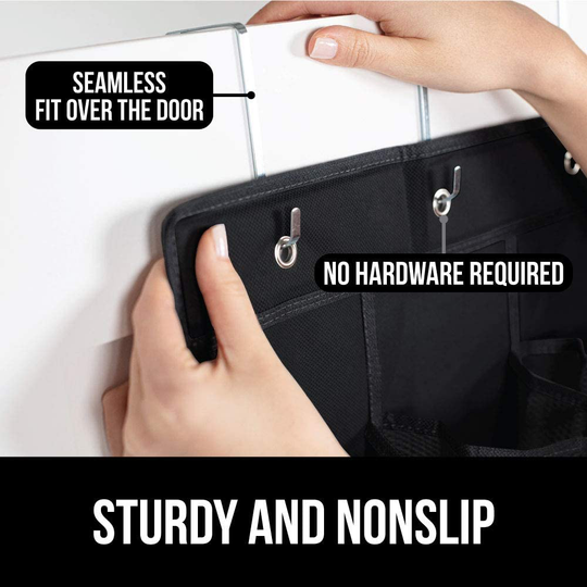 Gorilla Grip Large 24 Pocket Shoe Organizer, Breathable Mesh, Holds Up to 40 Pounds, Sturdy Hooks, Space Saving, Over Door, Storage Rack Hangs on Closets for Shoes, Sneakers or Home Accessories, Black