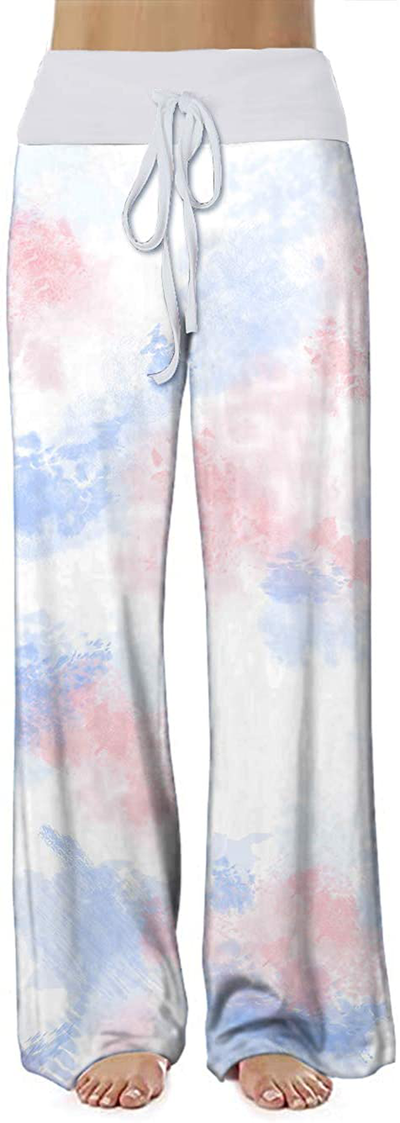 Women's Comfy Stretch Drawstring Palazzo Wide Leg Lounge Pants